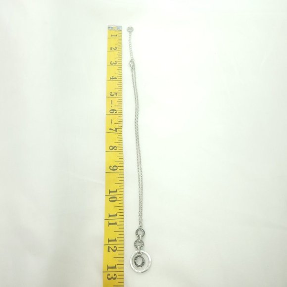 Liz Claiborne Womens Silver Oval Link Chain Lobster Triple Hoop Pendent … - Picture 7 of 12